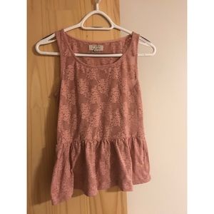 Zara Trafaluc Floral Lace Peplum Top